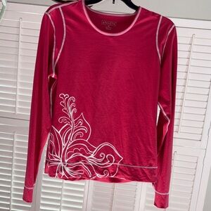 Athleta Fuchsia Long Sleeve Top with White Floral Design